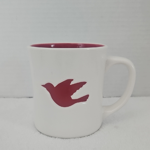 Starbucks Vintage 2008 Holiday White Red Peace Dove Coffee Tea Mug - Picture 1 of 10